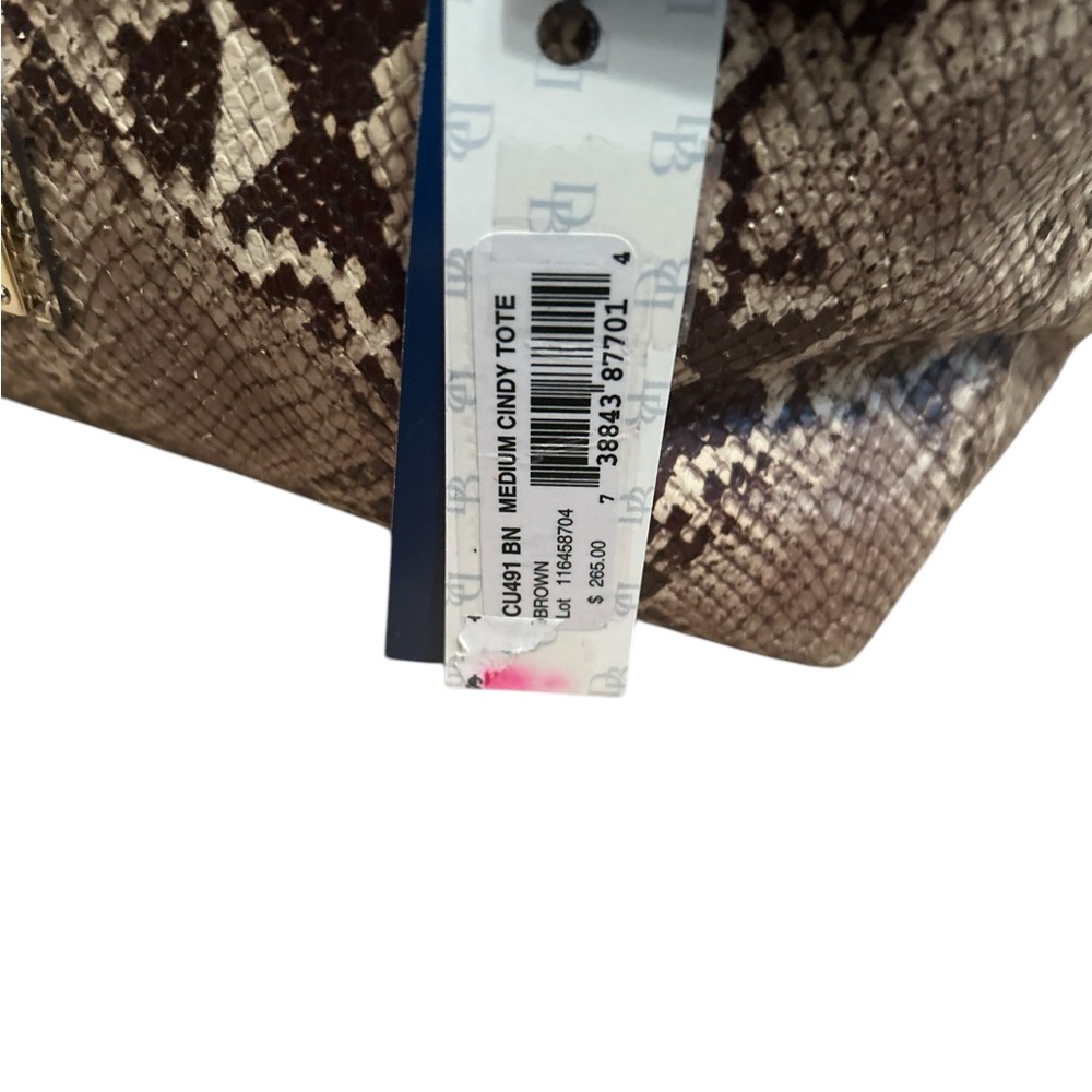 Designer Dooney & Bourke Snakeskin Pattern Cindy Tote Bag in Brown New - Picture 4 of 16